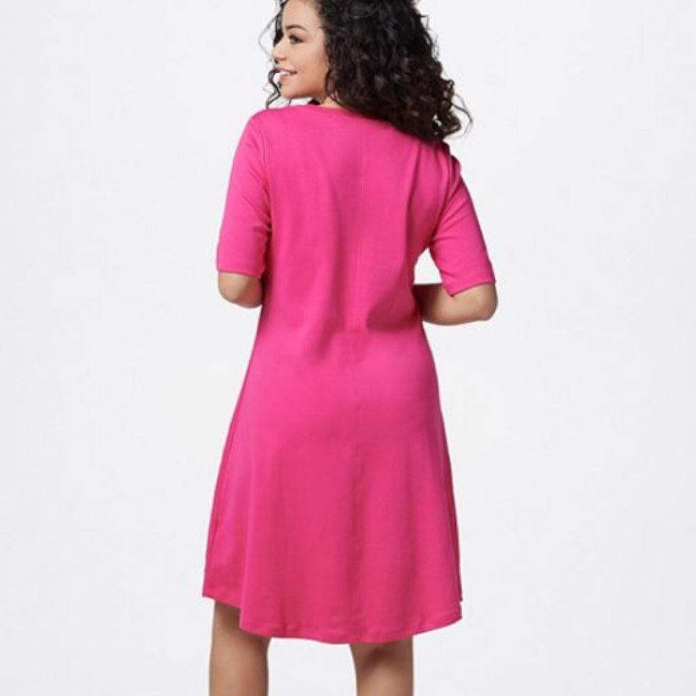 Isaac Mizrahi Pima Cotton Elbow- Sleeve Dress 3307 - Picture 2 of 2